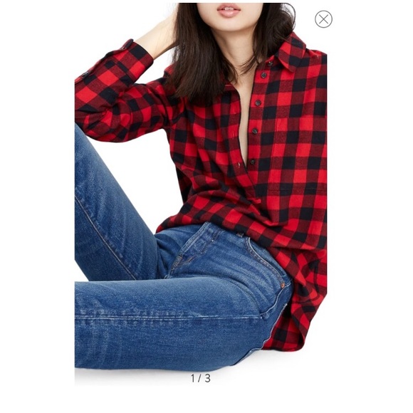 Madewell Tops - Madewell Buffalo Check Flannel Popover Shirt - M